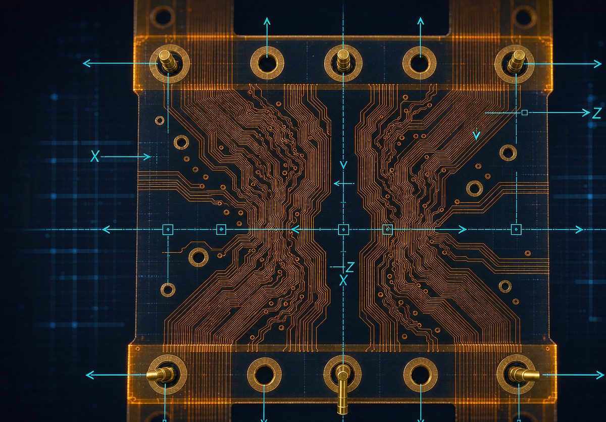 FPC 板边工具孔与定位销俯视图